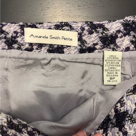 Amanda Smith Purple Houndstooth Wool Skirt - 8P - Picture 2 of 7